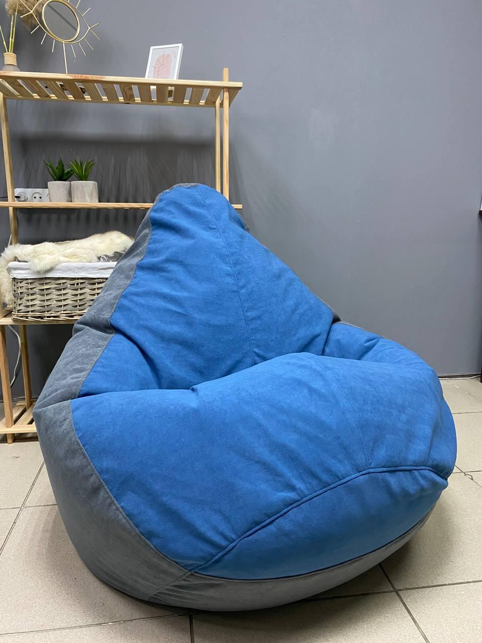 Бескаркасное кресло-мешок SkyPuff MEGA Груша Allure Denim/Allure Dolphin XXXL 160х120 см (1160019)