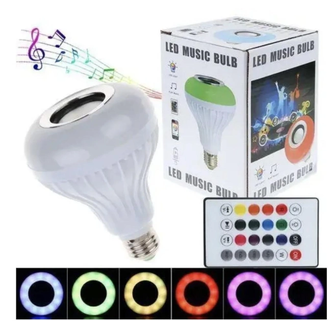 Лампочка с Bluetooth колонкой цветная Led Music Bulb Bluetooth EL-2108 RGB с пультом управления лампа с динамиком - фото 6