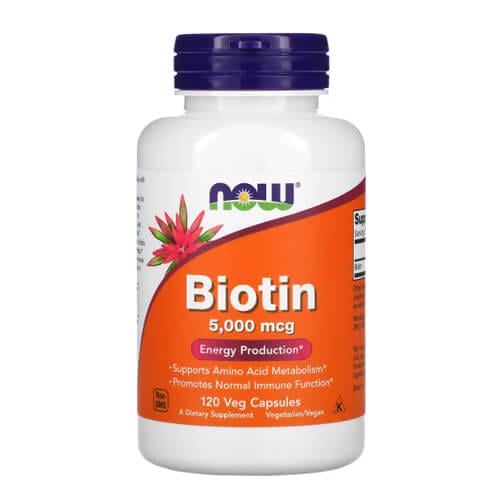 Биотин B-7 NOW Biotin 5000 mcg 120 veg capsules (NOW-00474)