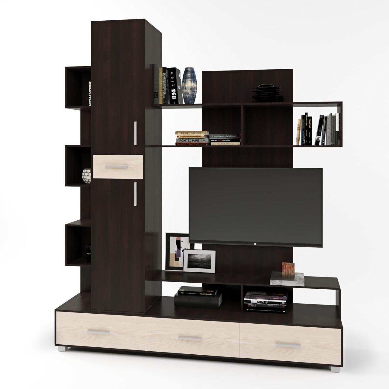 Стенка для гостиной Еверест Бриз Венге/Дуб Молочный (DTM-2246)