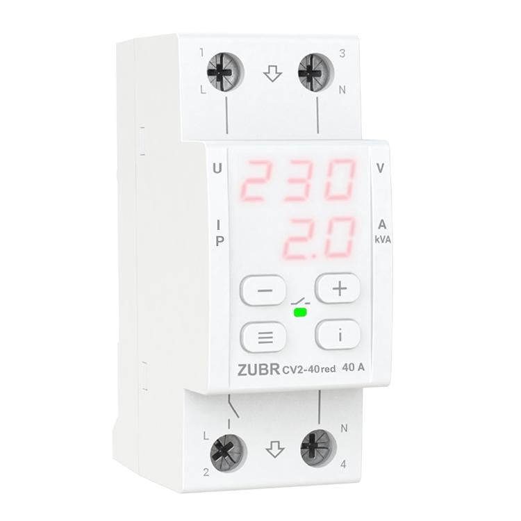 Реле напруги ZUBR CV2-40 з контролем струму 40 А/8 800 ВА (4820120222160)