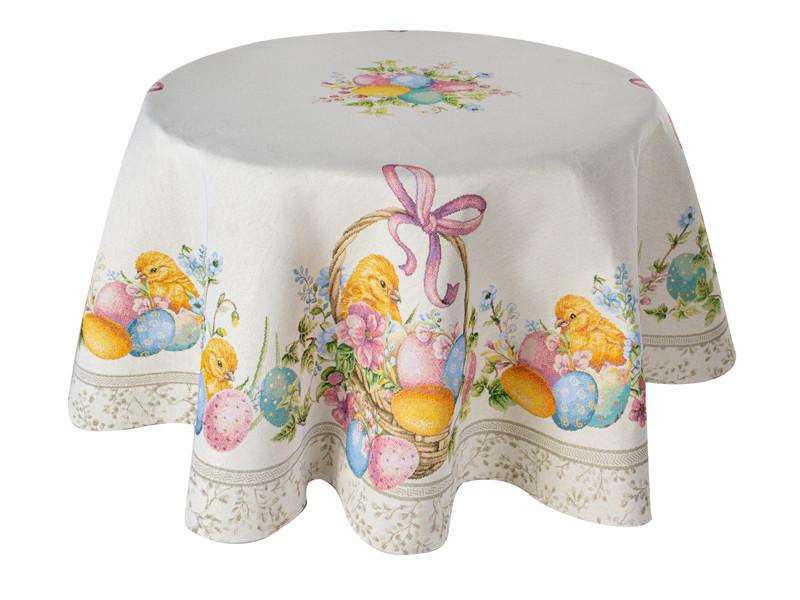 Скатерть гобелен круг Пасхальное чудо/Chick диам 140 см (732-407)