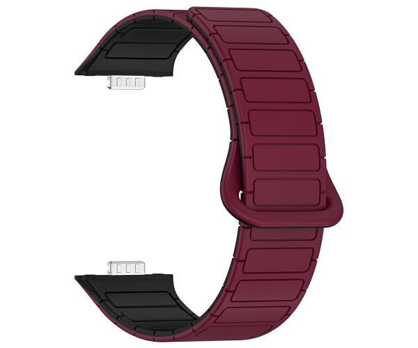 Ремешок Silicone Magnetic для смарт-часов Huawei Watch Fit 3 Бордовый с черным