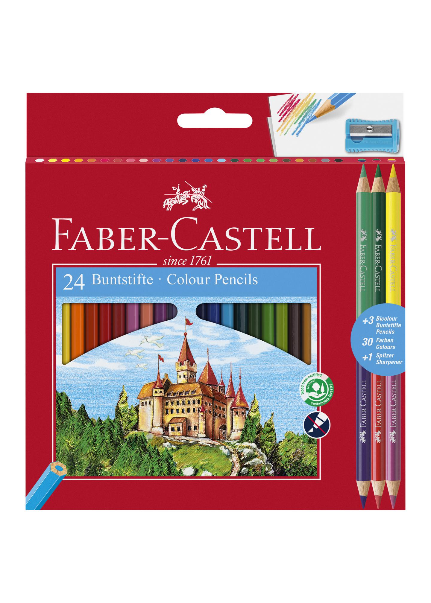 Набір олівців Faber-Castell Замок/3 двокольорові/стругачка 24 кольорів (110324)