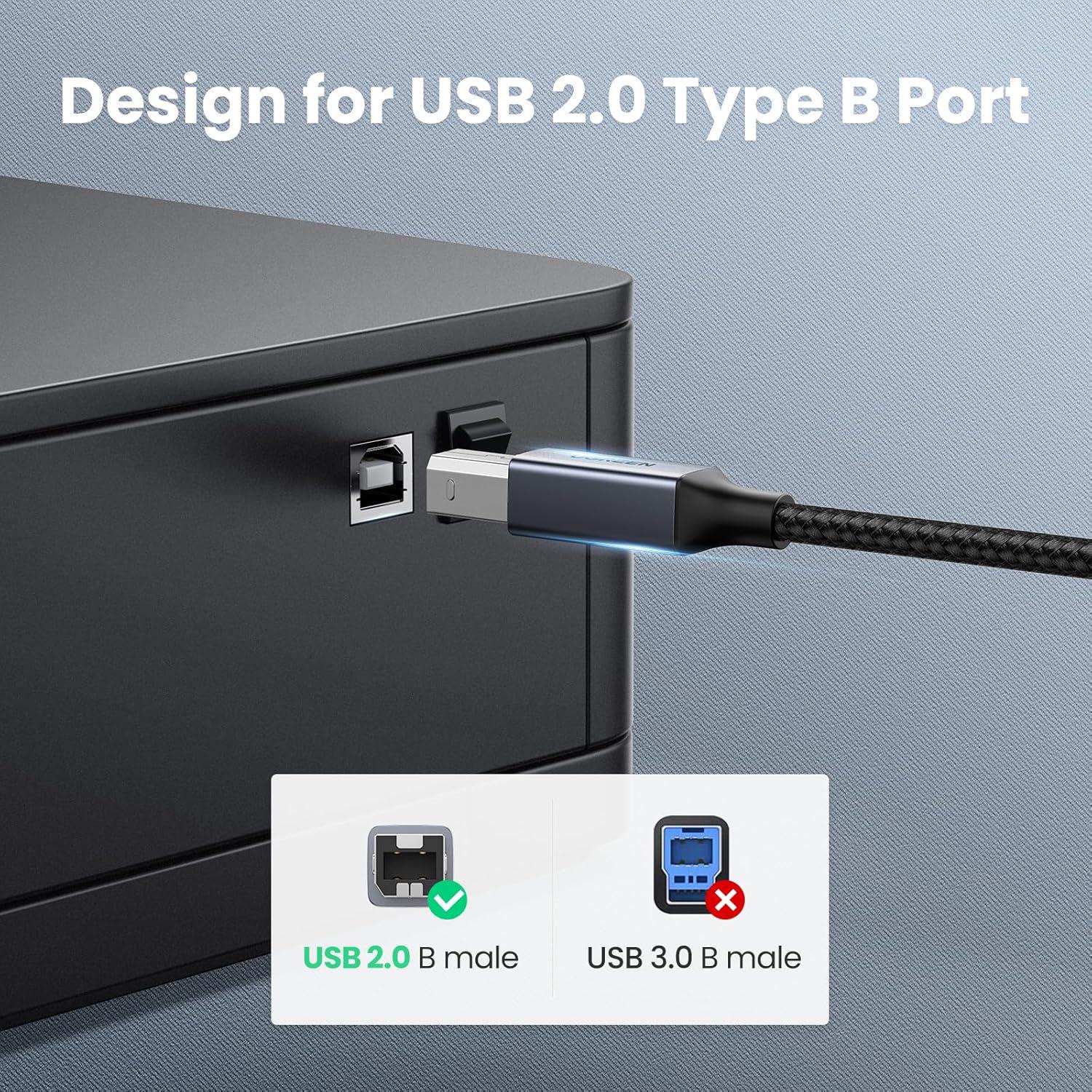 Кабель USB-C USB-B 2.0 UGREEN 480 Мбіт/с нейлонове обплетення USB type-B 2.0 2 м Чорний (45106) - фото 9 Кабель USB-C USB-B 2.0 UGREEN 480 Мбіт/с нейлонове обплетення USB type-B 2.0 2 м Чорний (45106) - фото 9