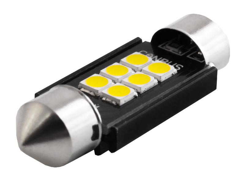 Автолампа светодиодная C5W SV8.5 с обманкой 12-24 В 36 мм SMD3020-6led Белый (3487)