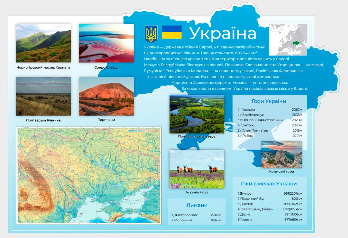 Стенд для навчальних закладів "Україна" 1300х900 мм (КG0005)
