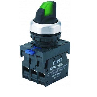 Перемикач I-O CHINT NP8-11XD/223 1NO+1NC 22 мм LED 230V 2 положення з IP65 Зелений (578714)