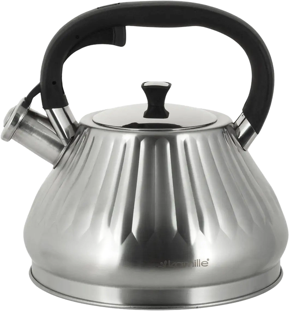 Чайник со свистком и ручкой с покрытием soft touch Kamille KM-0859 из нержавеющей стали 3 л Стальной (150-84-0859) - фото 2