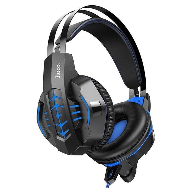 Наушники игровые Hoco Gaming Headset для ПК/PS Черно-голубой - фото 2