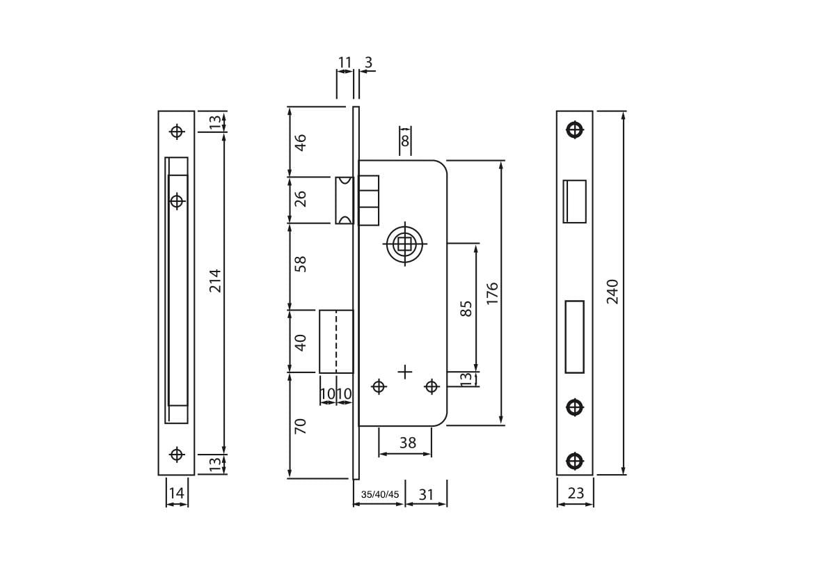 Комплект врезного замка с ручками SIBA Saros 85 мм, матовый никель/хром (A34 3 22 07 85 мм SET) - фото 5 Комплект врезного замка с ручками SIBA Saros 85 мм, матовый никель/хром (A34 3 22 07 85 мм SET) - фото 5