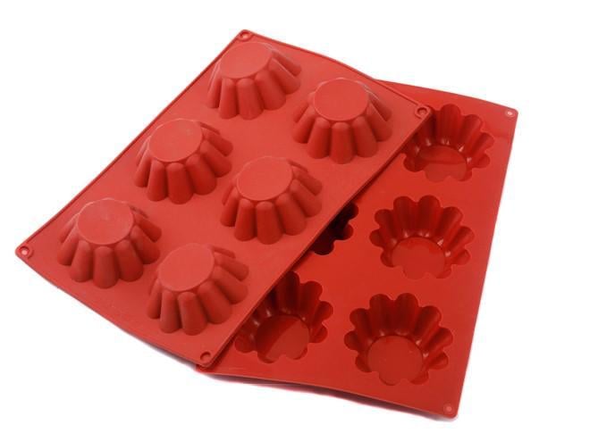 Форма силиконовая One Chef для выпечки Профи Корзинка d 6,6 см h 3 см на 6 ячеек Красный