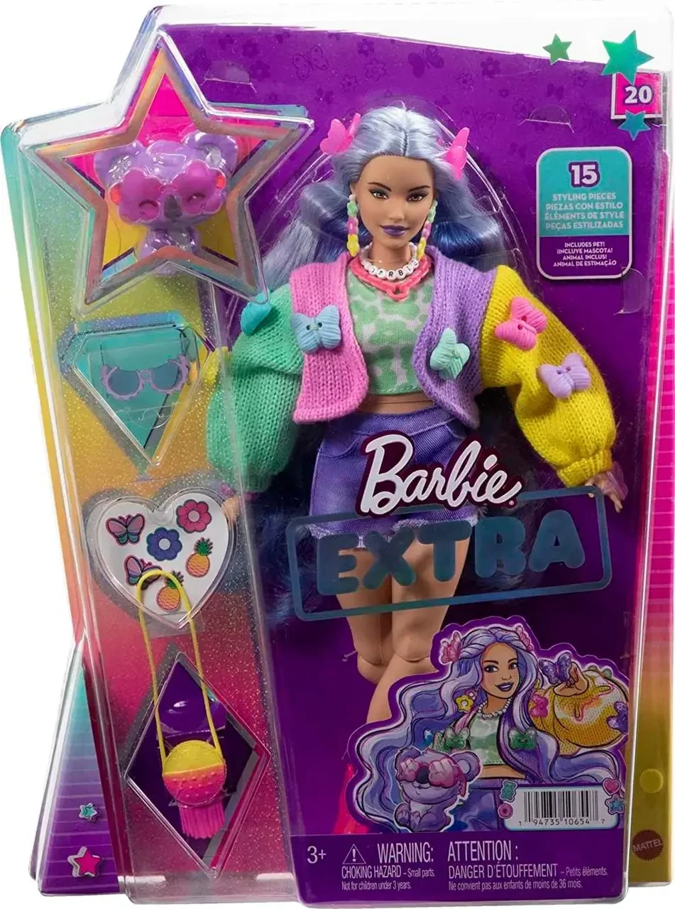 Лялька Barbie Extra #20 Fancy Doll with Pet Koala в кольоровому светрі (1814509250) - фото 2