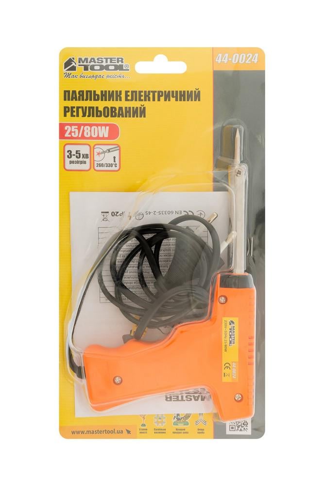 Паяльник електричний MasterTool 25/80 Вт 230V/50Hz регульований пістолетного типу (44-0024) - фото 7 Паяльник електричний MasterTool 25/80 Вт 230V/50Hz регульований пістолетного типу (44-0024) - фото 7