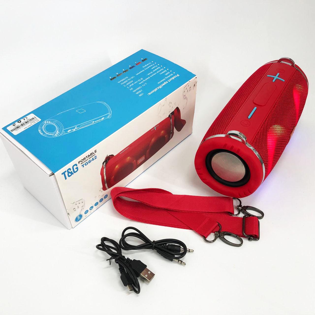 Колонка портативная с RGB подсветкой и ремешком TG642 Красный - фото 16