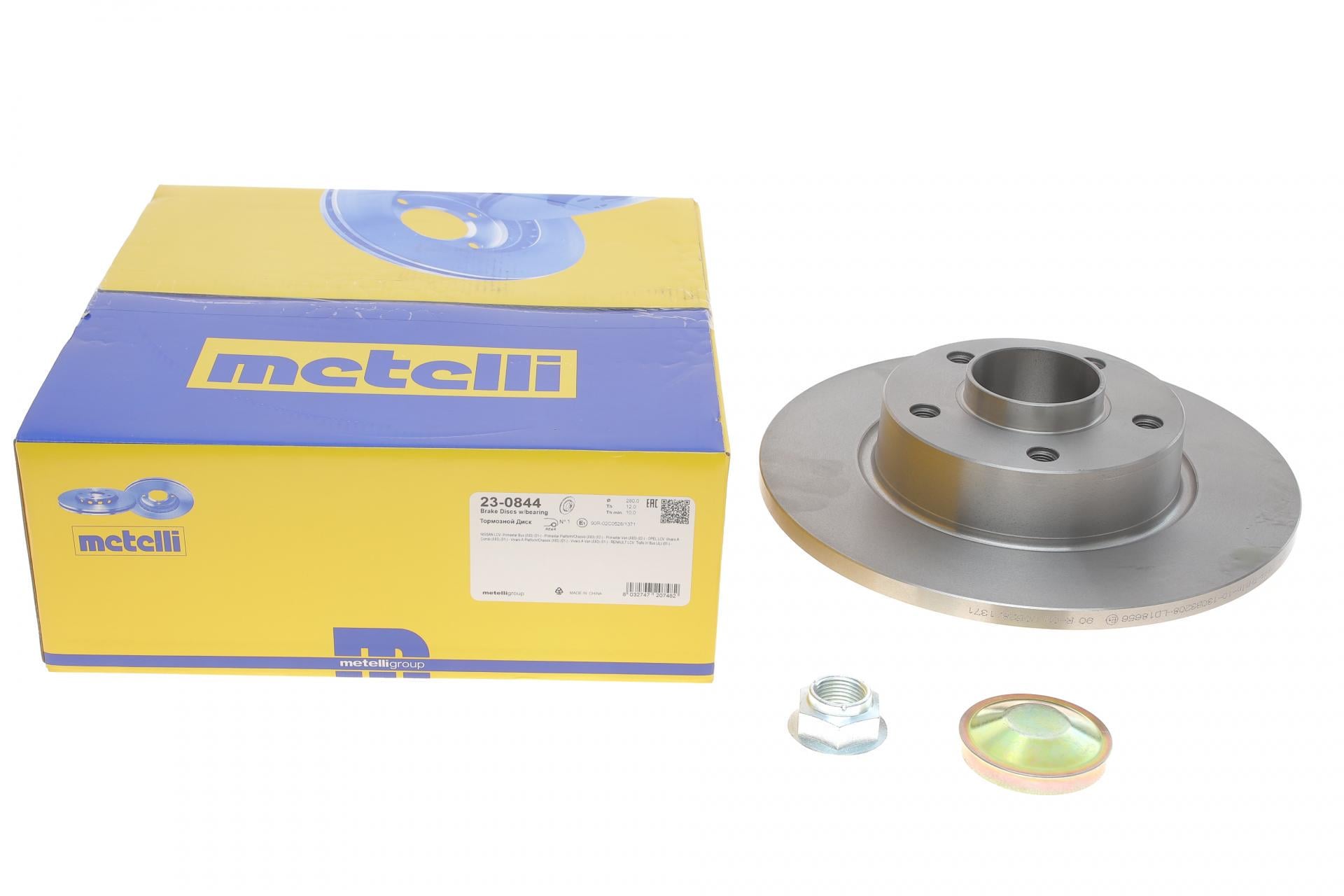 Диск тормозной задний METELLI Renault Trafic/Opel Vivaro/Nissan 01-полный с подшипником 280х12 мм (23-0844 METELLI)