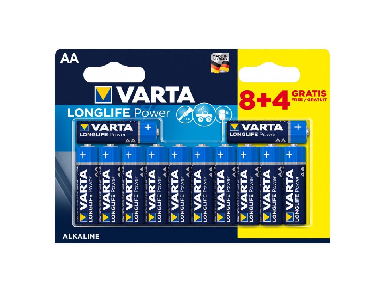 Батарейка Varta Longlife Power AA BLI 12 8 + 4 Alkaline