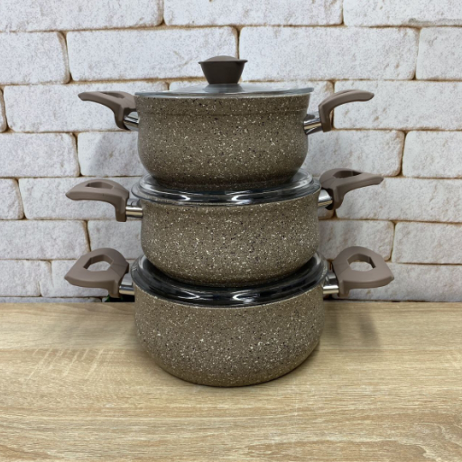 Набор кастрюль OMS с антипригарным покрытием 6 пр. Коричневый (3027)