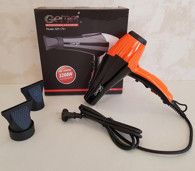 Фен для волос Gemei GM-1751 с концентратором (1642549841) - фото 2 Фен для волос Gemei GM-1751 с концентратором (1642549841) - фото 2