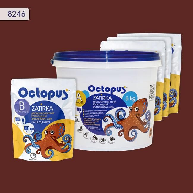 Фуга двухкомпонентная эпоксидная для плитки и мозаики Octopus 5 кг 8246