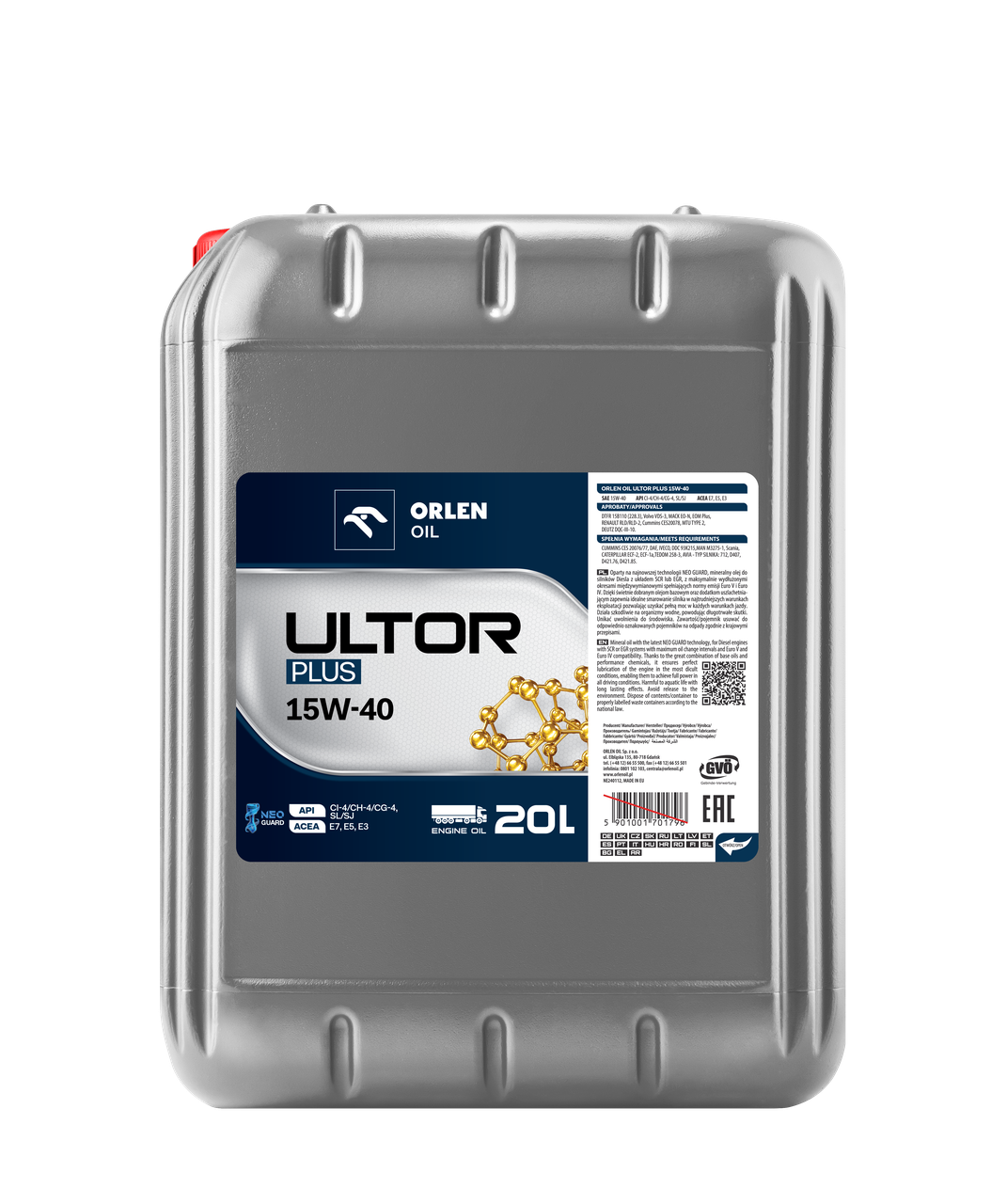 Моторное масло Orlen Oil Platinum Ultor PLUS CI-4 15W-40 20 л (700001576м)