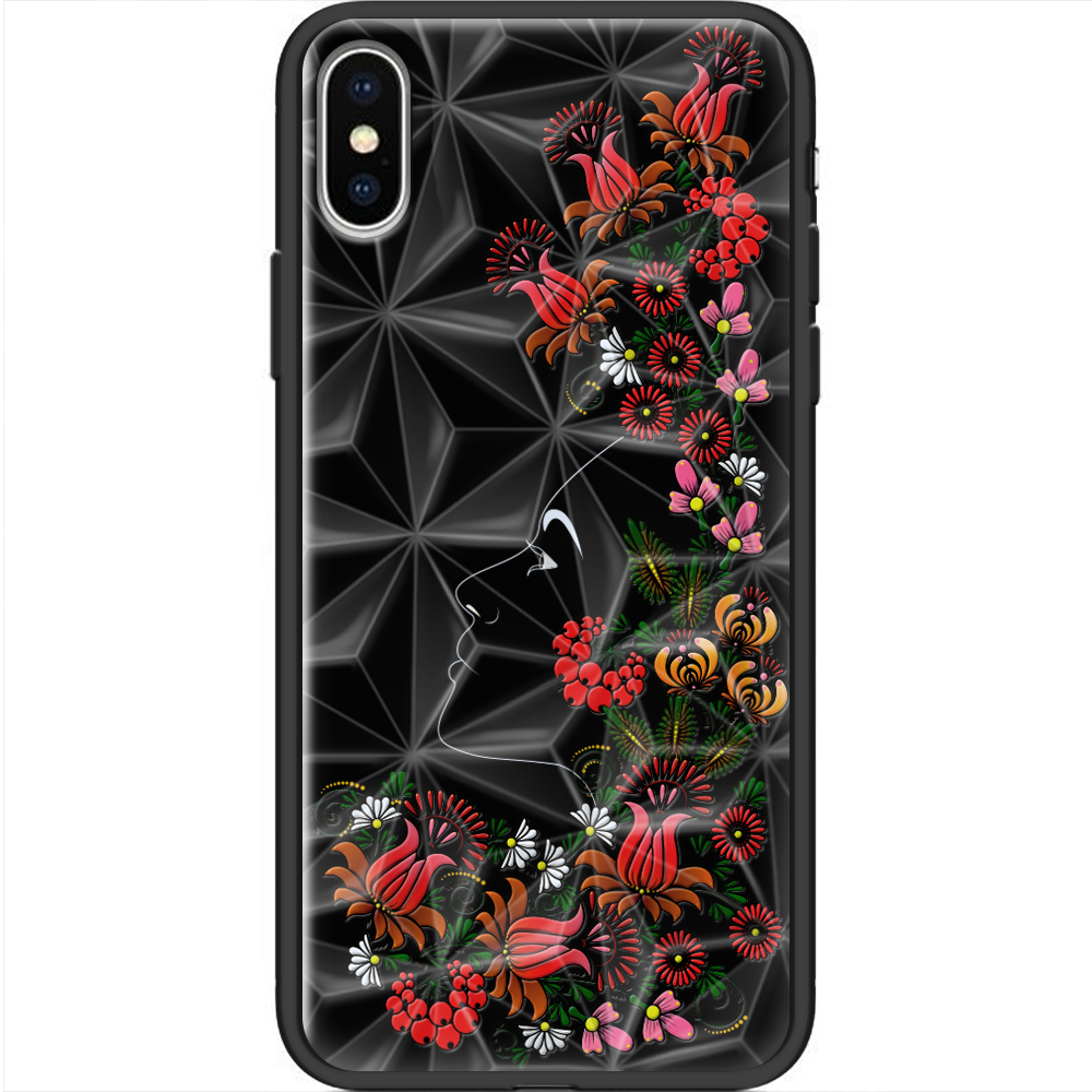 Чехол Boxface iPhone XS 3D Ukrainian Muse Черный силикон с призмой (35413-bk64-38331)