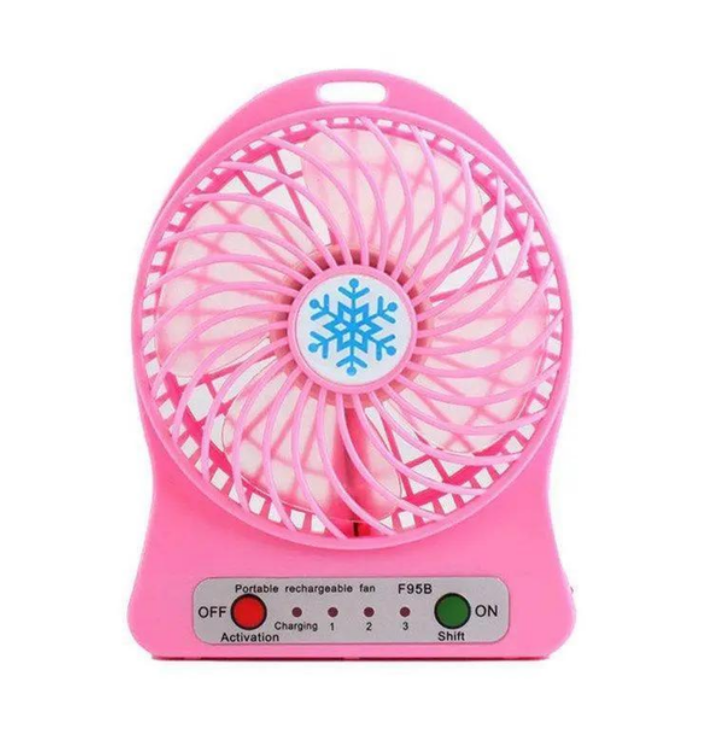 Вентилятор аккумуляторный 3 режима Розовый (4376)