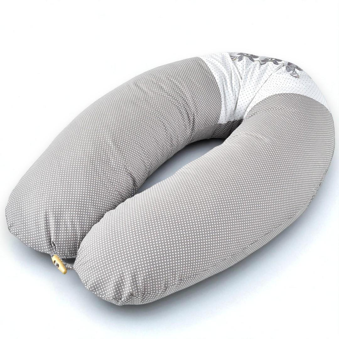 Подушка для беременных PAPAELLA U-образная гипоаллергенная наволочка на молнии 30х190 см Серый горошек (8-31481*001)