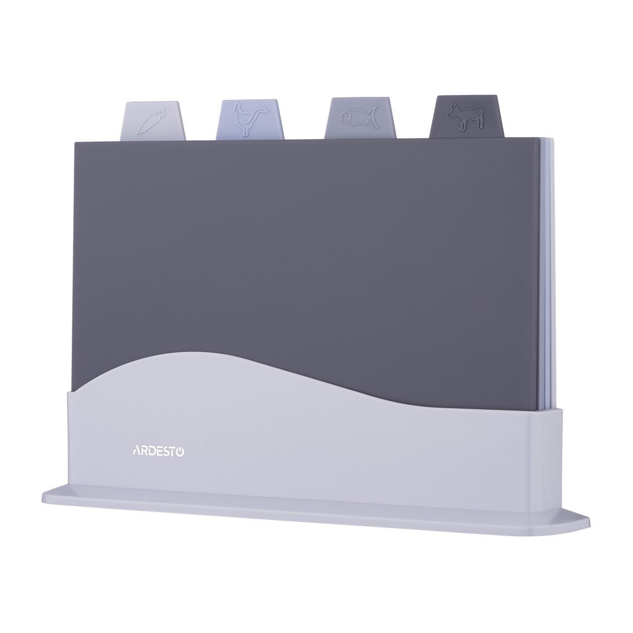 Набор кухонных досок Ardesto Fresh на подставке пластик 4 шт. (AR1404GB)