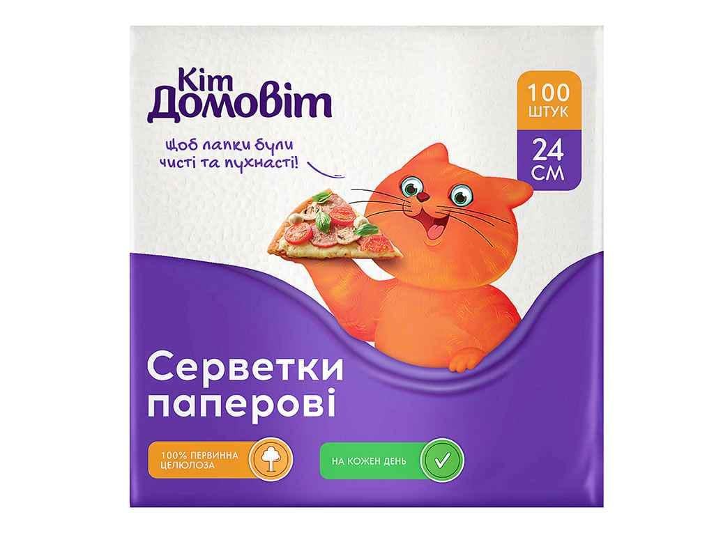 Серветки паперові КІТ ДОМОВІТ столові 24х24 100 шт. Білий