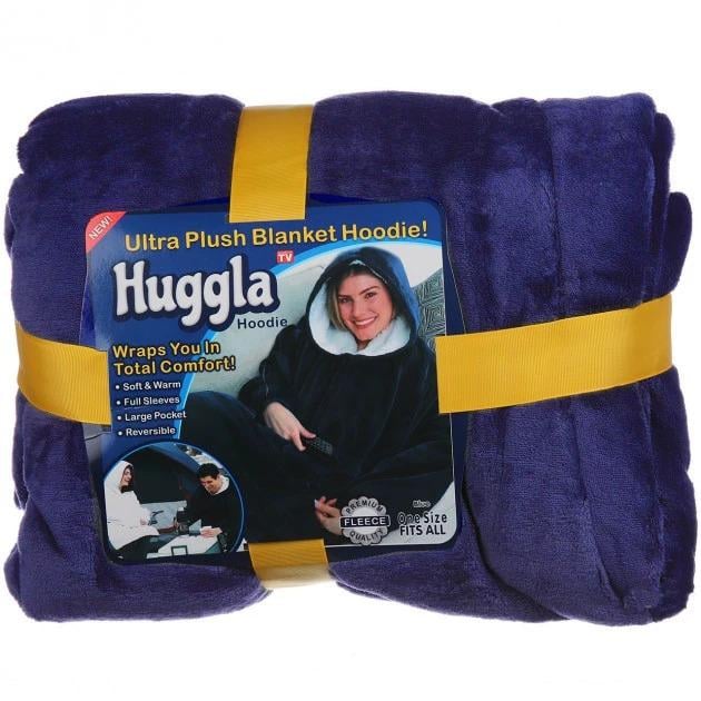Плед HUGGLE HOODIE с капюшоном и рукавами Синий (17944929)