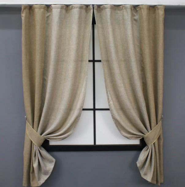 Шторы лен/мешковина 1х1,7 м 2 шт. Капучино (032дк)