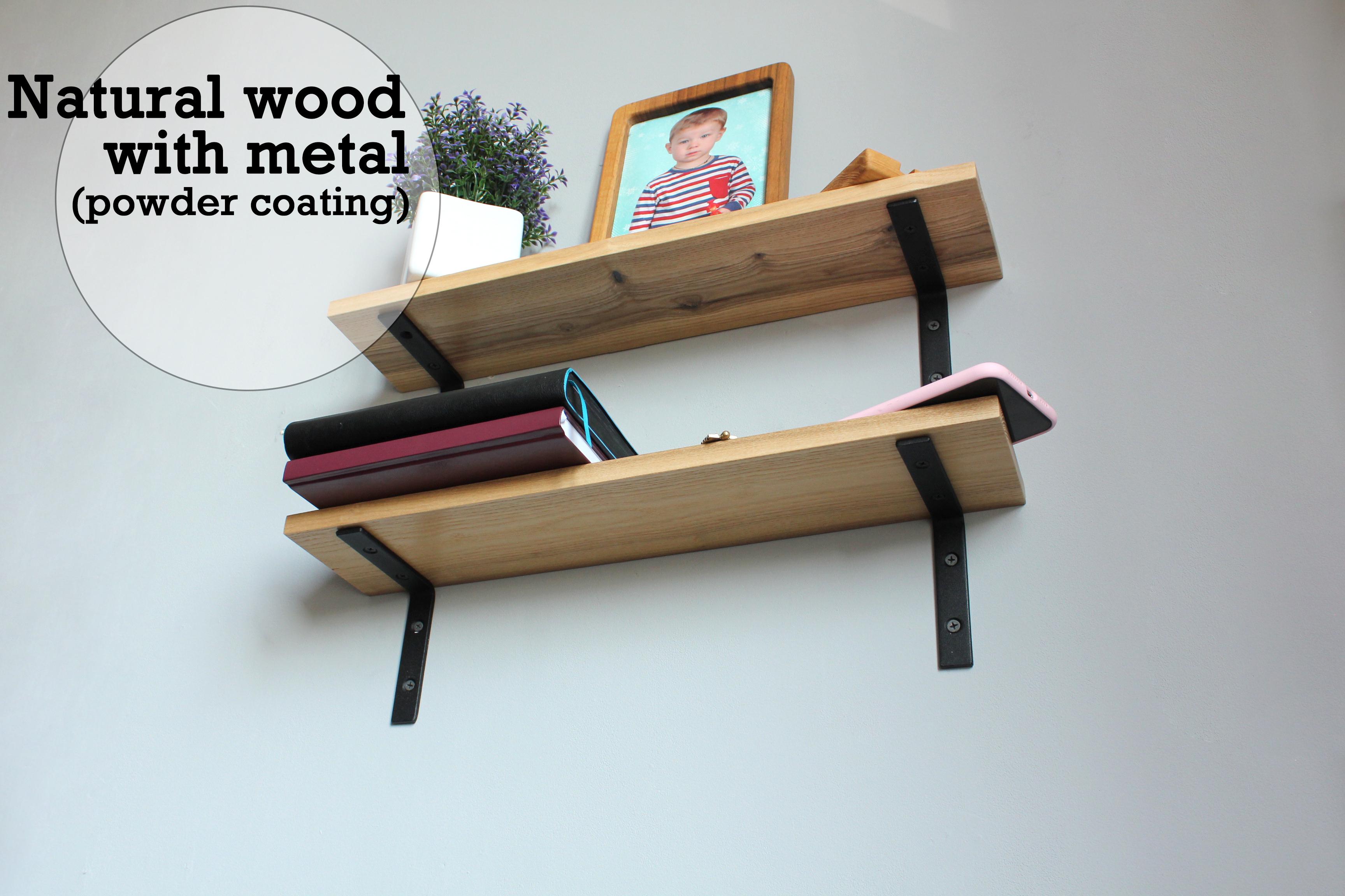 Комплект полок для гостиной из дерева и металла 70х15х12 см (ML-60.5.1) - фото 2 Комплект полок для гостиной из дерева и металла 70х15х12 см (ML-60.5.1) - фото 2