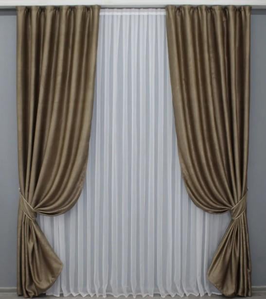 Комплект штор лен 1,5x2,7 м 2 шт. Какао (1446ш)