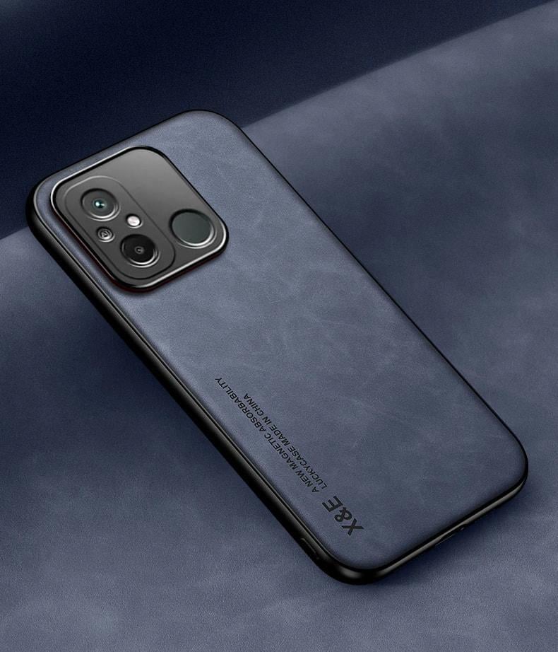Кожаный чехол XnE Xiaomi Redmi 12C с металлической вставкой Blue (34270-28)
