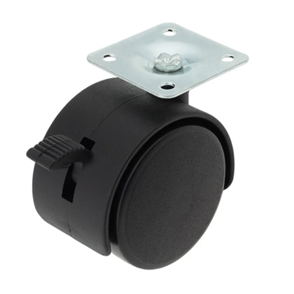 Меблевий ролик DC з майданчиком гальмом d 50 мм Чорний (RL0228)