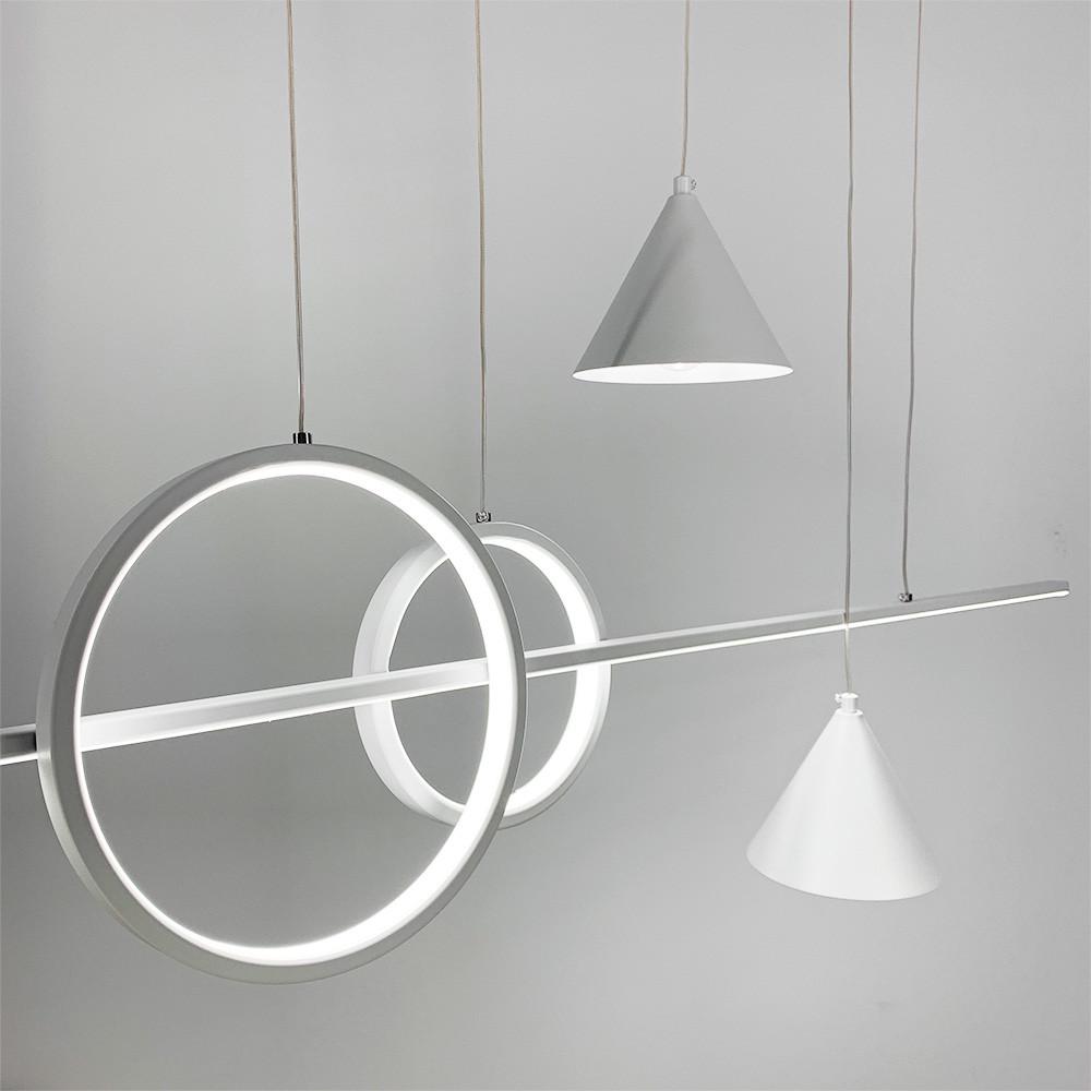 Люстра видовжена LED з 2 конусними плафонами 120 см Білий (MJ 114 WT) - фото 4