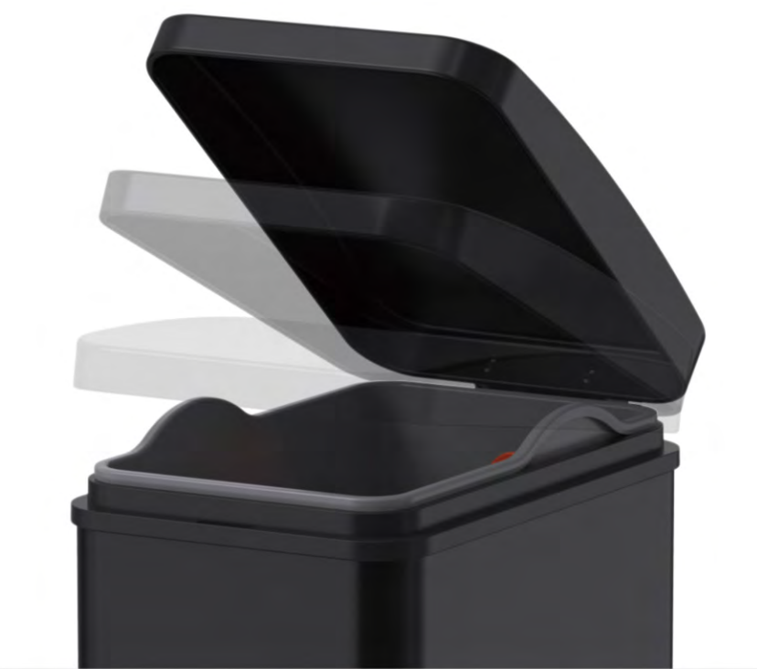 Ведро для мусора KOER TC-010108-05 с плавным закрытием прямоугольное 8 л Черный (KR5593) - фото 3