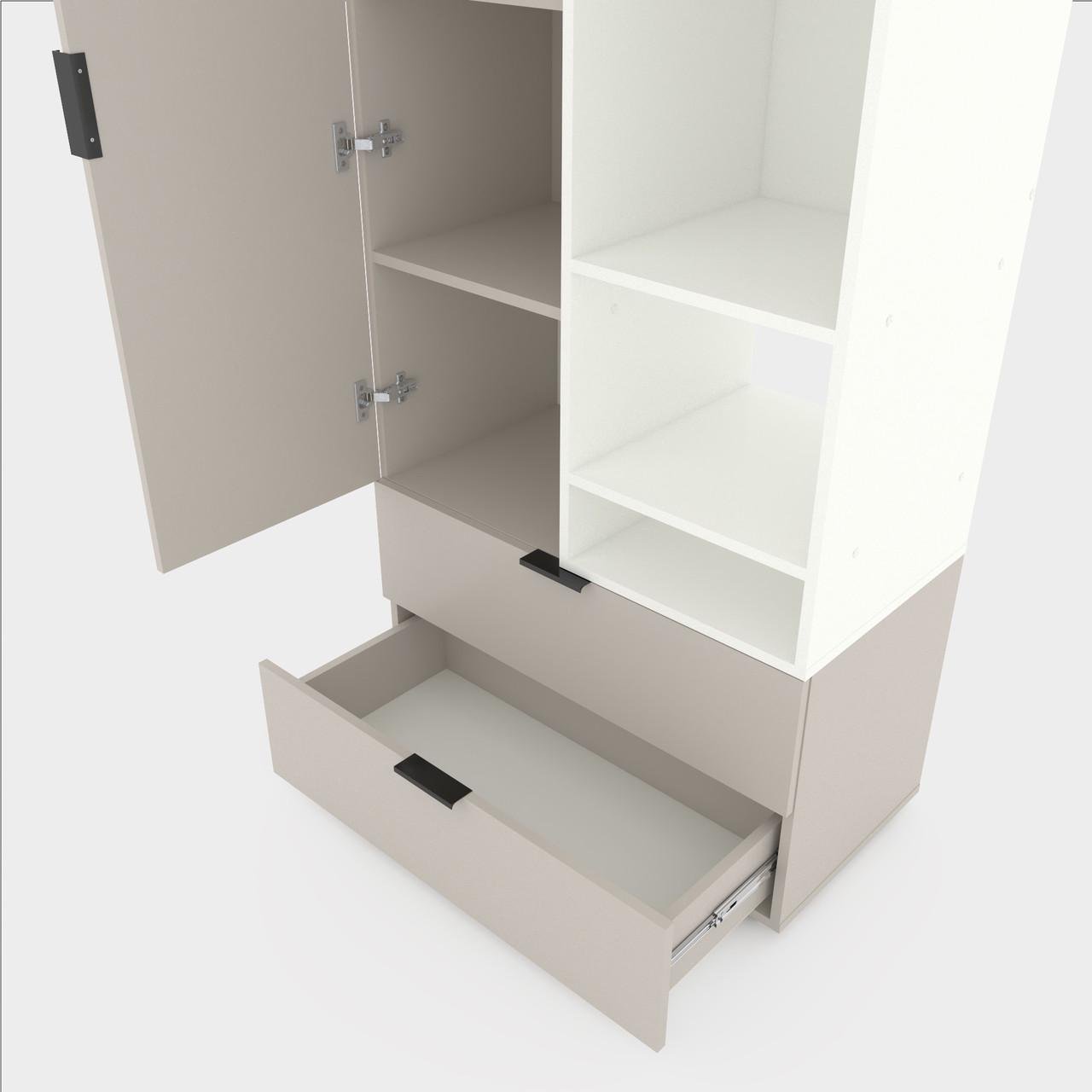 Шкаф Metkas Home A001R ЛДСП 800x420x2300 мм Кашемир/Белый Снег - фото 2