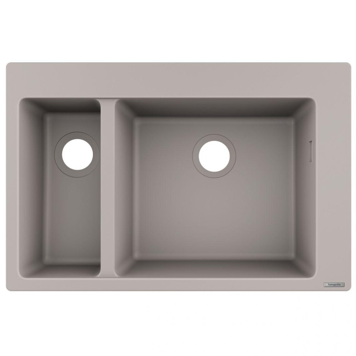 Мийка кухонна Hansgrohe S510-F635 770х510 на дві чаші 180/450 Concretegrey (43315380)