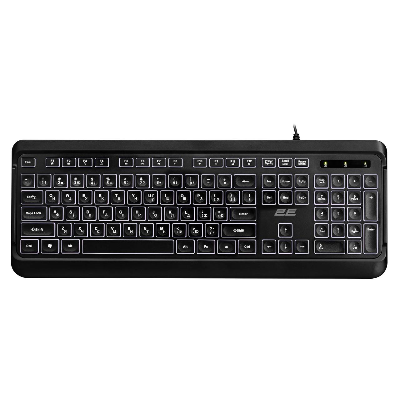 Клавиатура мембранная проводная usb 2E KS120 EN/UK black (iz16100) - фото 7 Клавиатура мембранная проводная usb 2E KS120 EN/UK black (iz16100) - фото 7