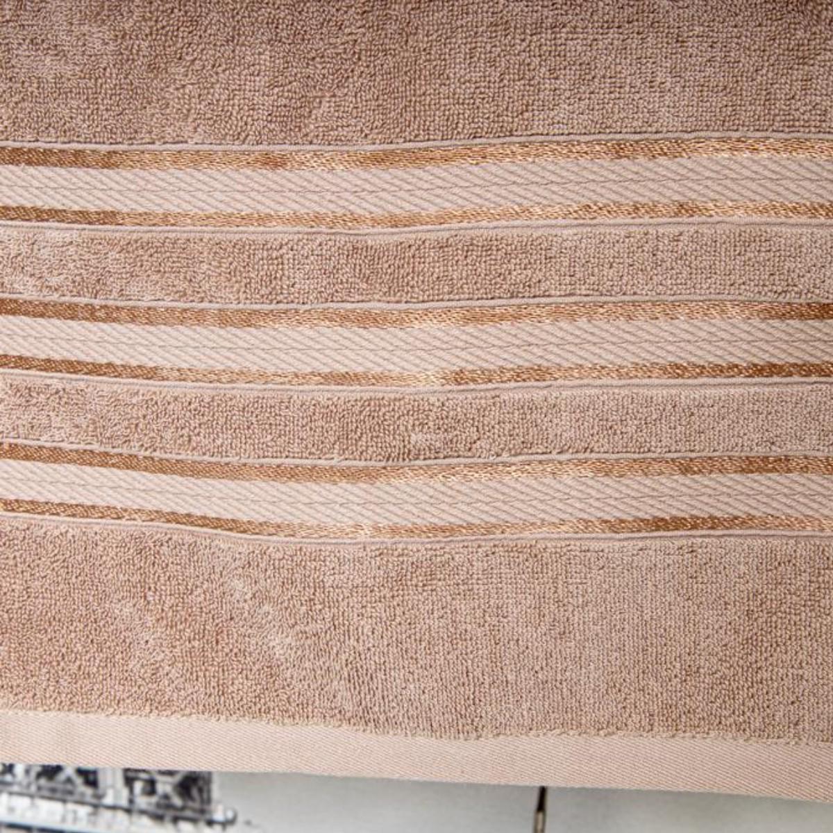 Рушник банний Koloco Чотири смуги махра 70х140 см Бежевий (41198) - фото 3 Рушник банний Koloco Чотири смуги махра 70х140 см Бежевий (41198) - фото 3