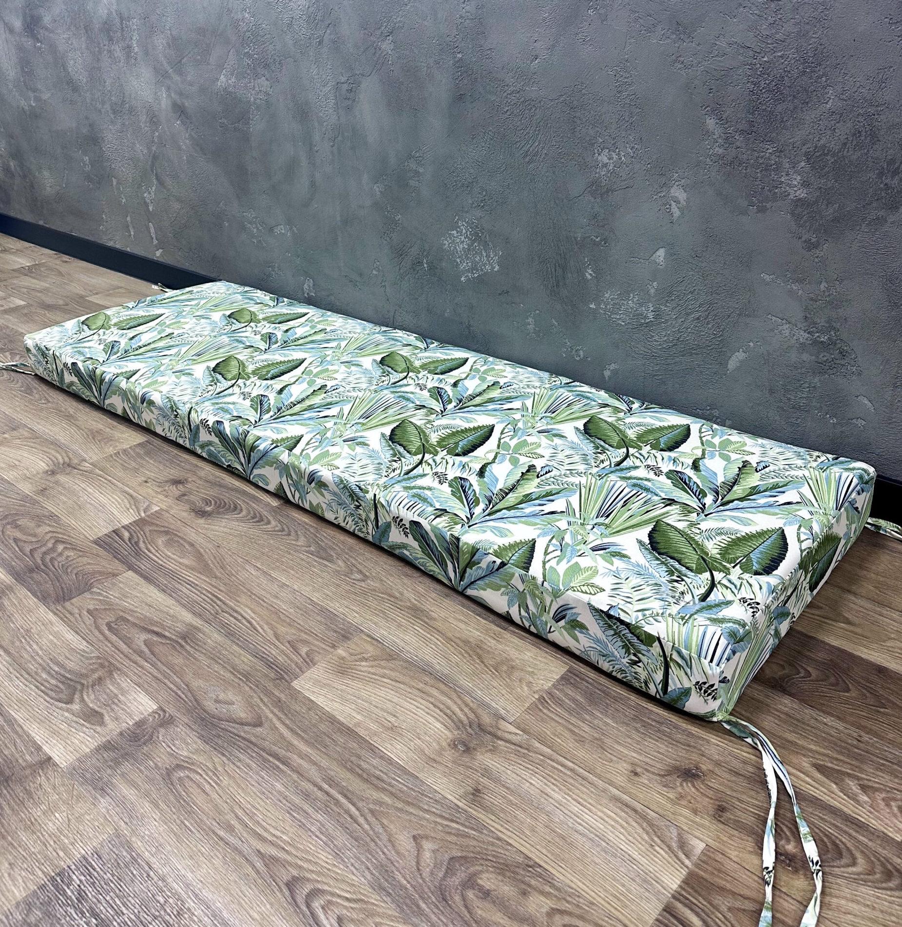 Матрас Comfort Home Tropical forest на подоконник/каркасы/поддоны/садовая мебель 160х40х8 см Green