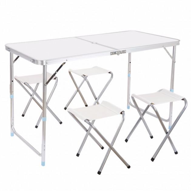 Туристичний стіл Folding Table зі стільцями 4 шт. Білий