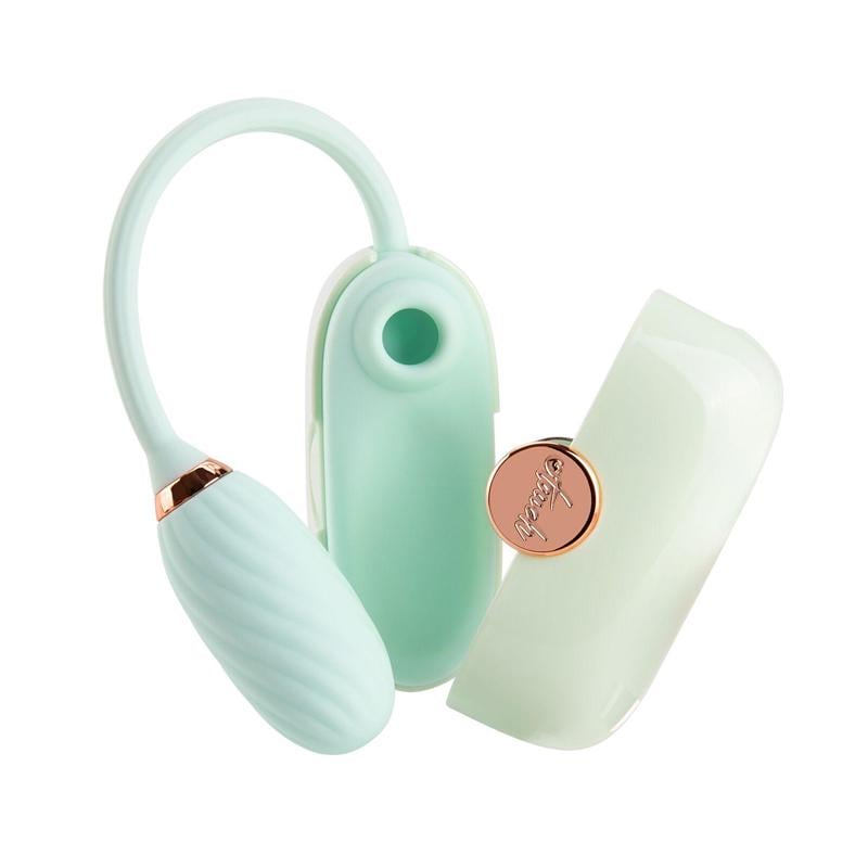 Стимулятор вакуумный для клитора с виброяйцем Otouch Louis Vibrate Teal 6,4 см Бирюзовый (56405)