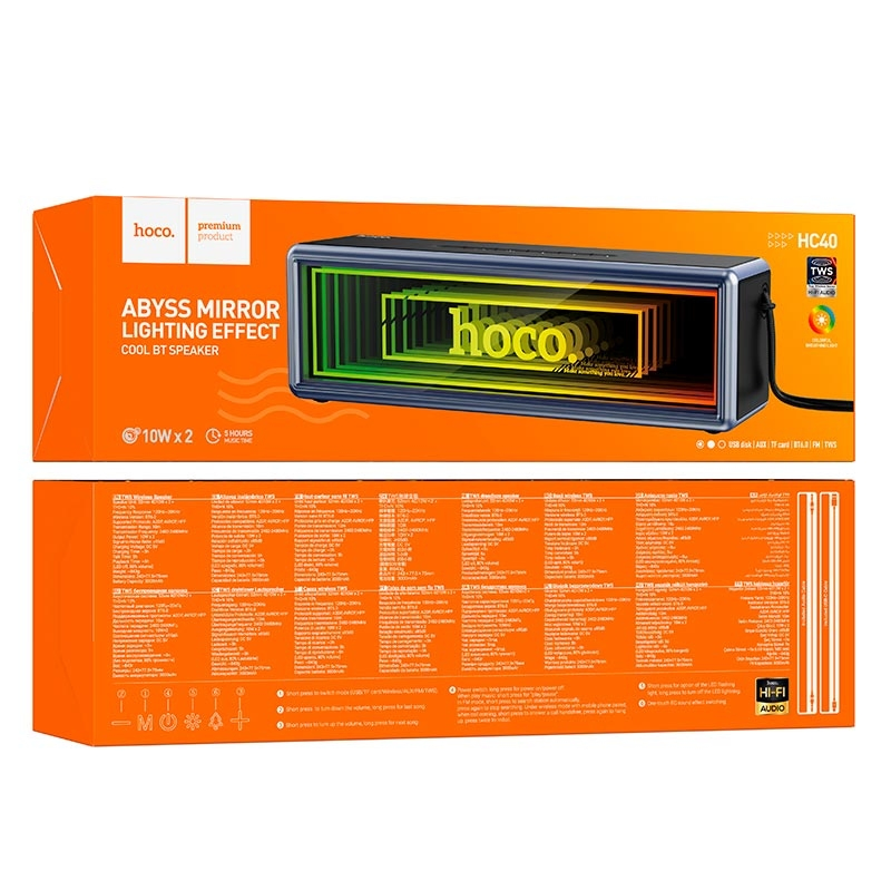 Колонка портативна Bluetooth Hoco HC40 Abyss Mirror Light Effect Black - фото 8