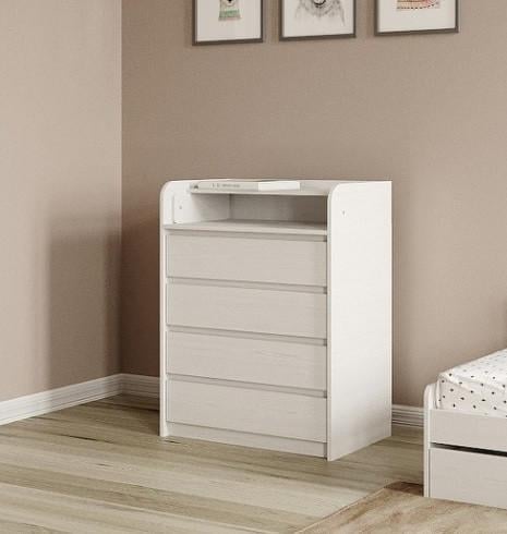 Комод с пеленатором Эверест ролики 80х45х101,4 см Нимфея альба (EVR-2468)
