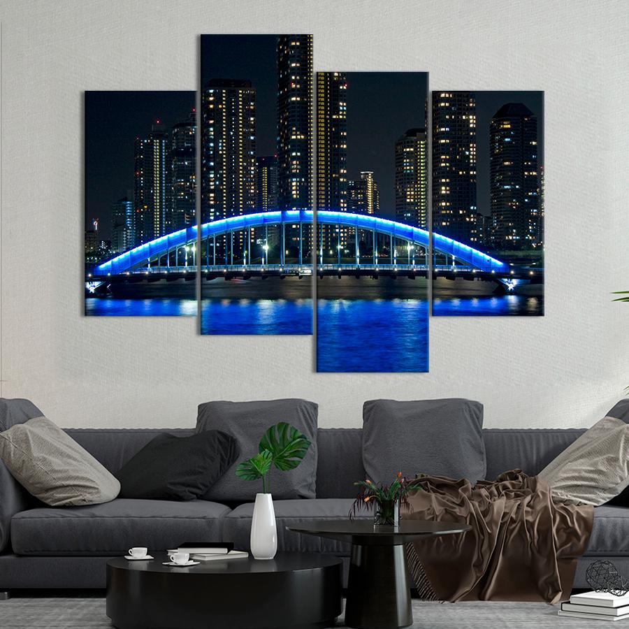 Картина город Вид на мост Эитаи в Токио 149x106 см (A576-4)