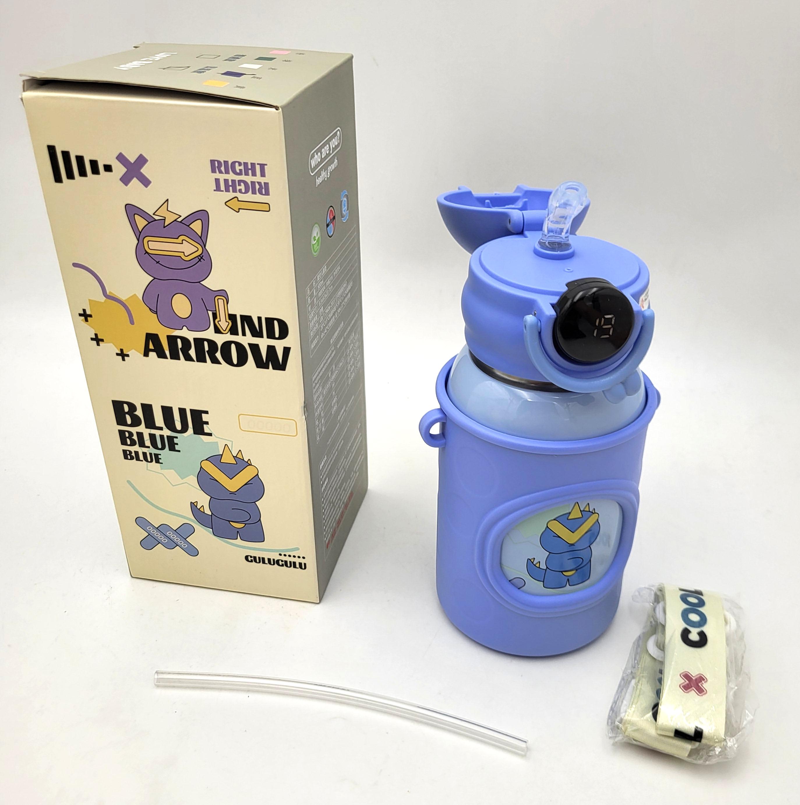 Термос для води UKC EL-8110 з трубочкою напувалкою з датчиком індикатором температури 500 мл Фіолетовий