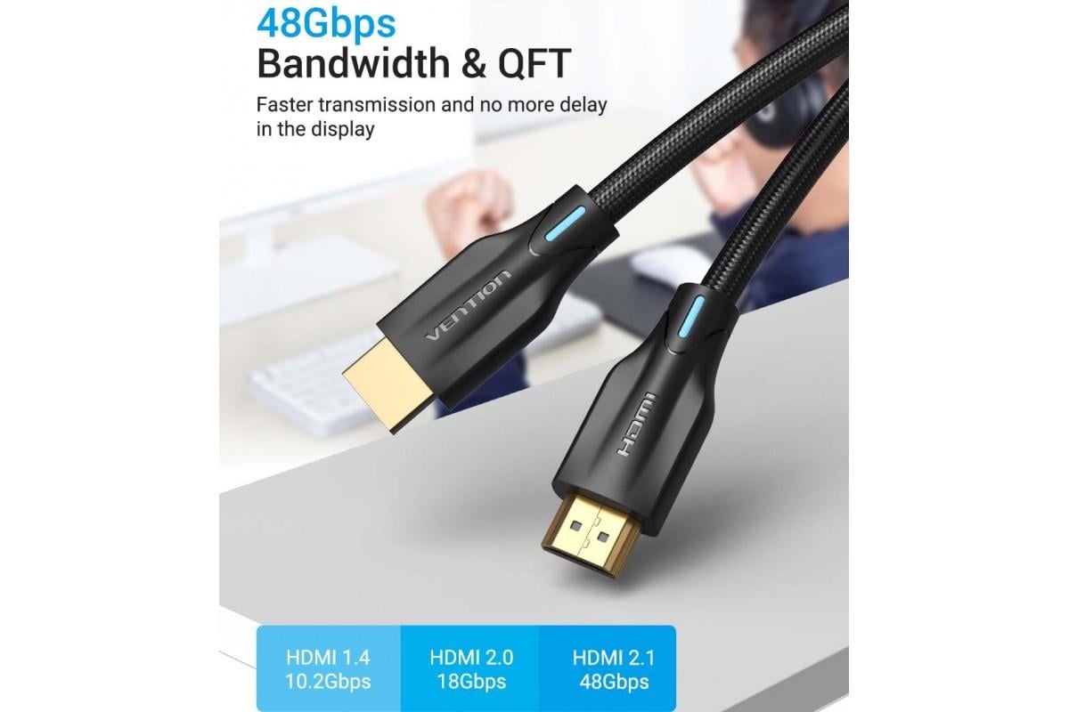 Кабель видео Vention HDMI 2,1 в оплетке 8K 60 Гц 7680P 48Gbps 2 м Black (AAUBH) - фото 5